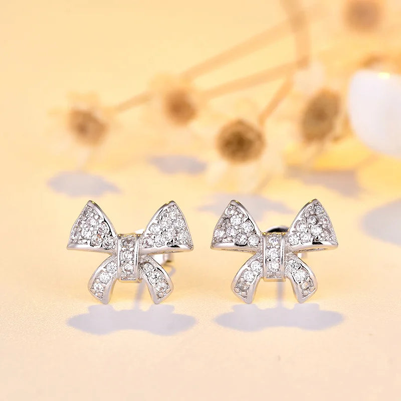 925 Sterling Silver Stud Earrings Zircon High Quality For Women's Wedding Fine Jewelry Accessories Gift