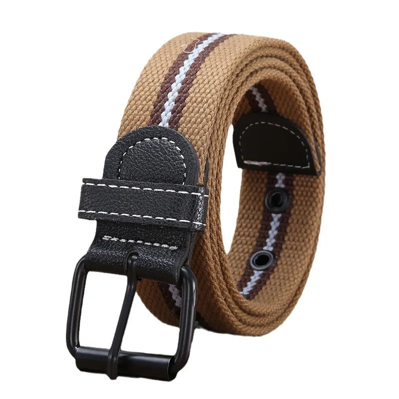 Fashion Perforated Knitted Canvas Belt for Men Jeans Clothing Accessories Sports Military Tactical Mens Belts for Student 2024