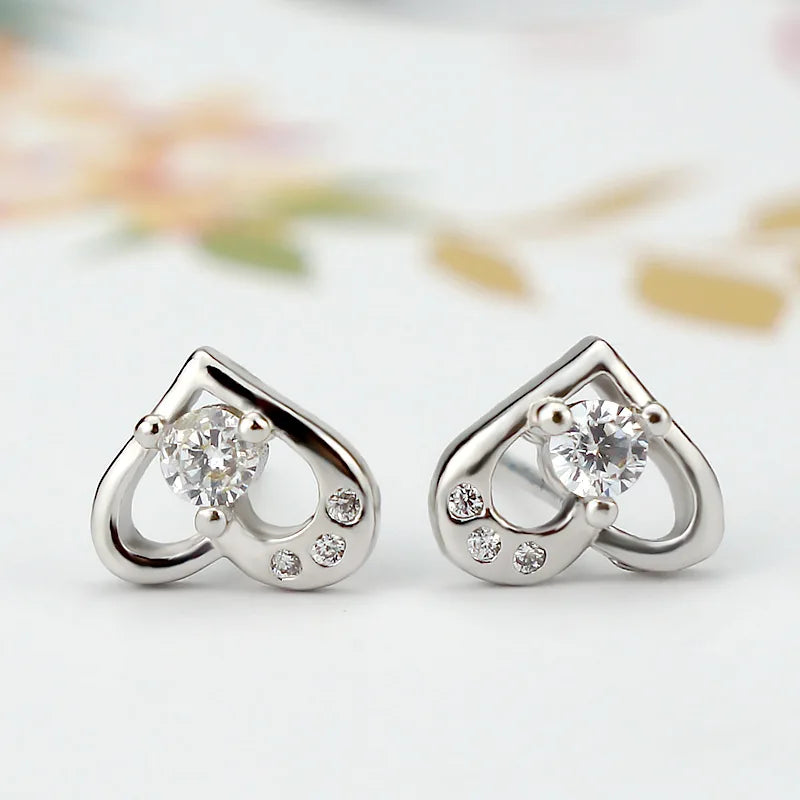 925 Sterling Silver Stud Earrings Zircon High Quality For Women's Wedding Fine Jewelry Accessories Gift