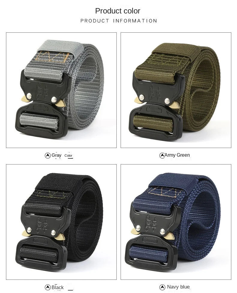 New Men's Belt Outdoor   Hunting Tactics Belt Multi Functional Buckle Nylon Belt Marine Corps Canvas Metal  Buckle