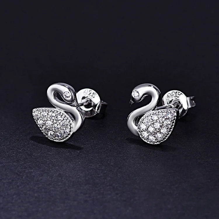 925 Sterling Silver Stud Earrings Zircon High Quality For Women's Wedding Fine Jewelry Accessories Gift