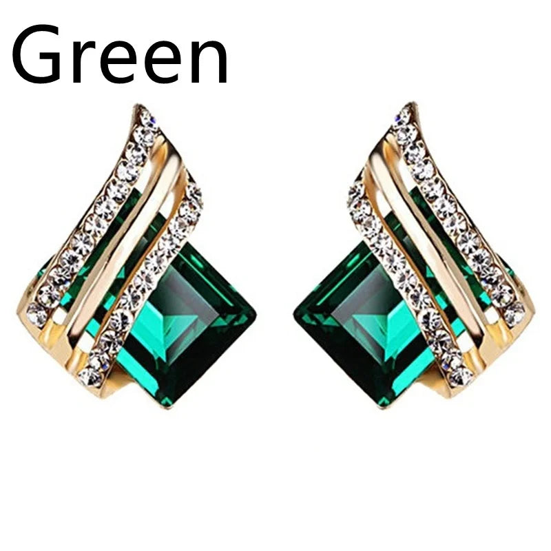 Luxury Fashion Zircon Earrings Large Gems Crystal Earrings for Women Engagement Earring Jewelry Birthday Party Anniversary Gifts