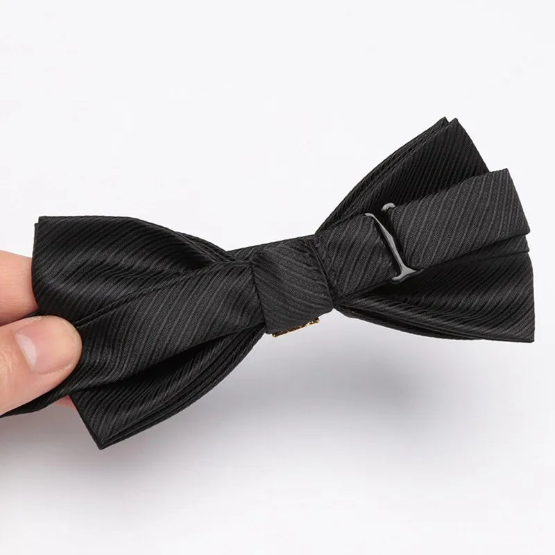 Men's Stripe Luxury Bowtie Necktie Formal Business Wedding Party Black Bow Tie Male Dress Shirt Accessories Gifts for Men Ties