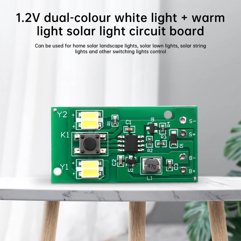 Placa de circuito de luz solar bicolor blanca y cálida de 1,2 V, luz solar para césped, fuente de luz solar para cercas, kit de bricolaje para placa de control de luz