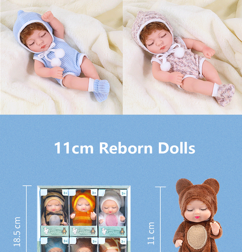 11/19/30cm Silicone Reborn Dolls Baby Reborn Toys Waterproof Vinyl Bebe Doll Cute Mini Reborn Baby Doll For Girls Birthday Gift