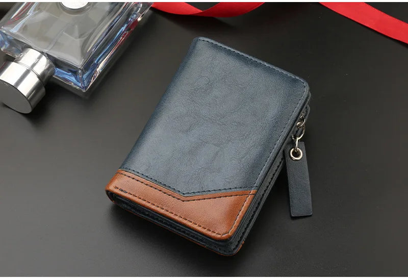 New Men's Wallet, Gentleman Retro Minimalist Multi Slot Billfold, Short Fashionable Youth Large Capacity Money Bag 12*9*3.5cm