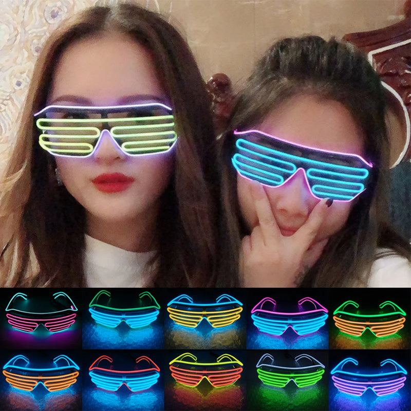 Glowing Glasses LED Gafas Luminous Bril Neon Christmas Glow Sunglasses Flashing Light Glass for Party Supplies Prop Costumes New