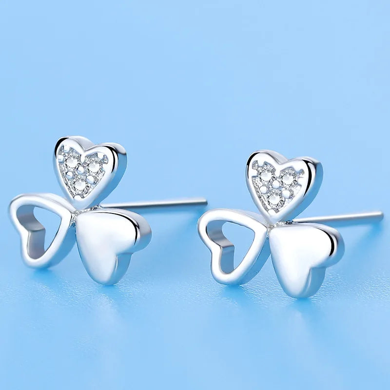 925 Sterling Silver Stud Earrings Zircon High Quality For Women's Wedding Fine Jewelry Accessories Gift