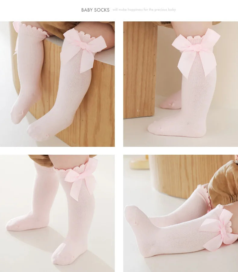 Calcetines de bebé con lazo grande para niñas, calcetines de princesa para estudiantes, calcetines de algodón para niños y niños pequeños, accesorios para bebés, ropa para recién nacidos