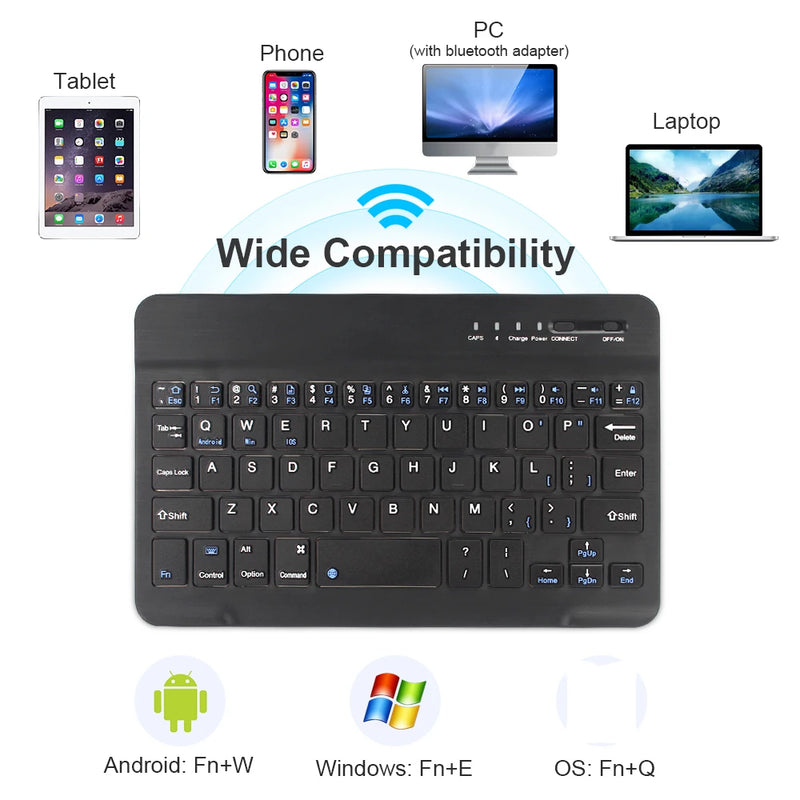 Bluetooth Wireless Keyboard Mouse Rechargeable For IOS Android Windows Tablet For iPad Air Mini Pro English Russian Keyboard