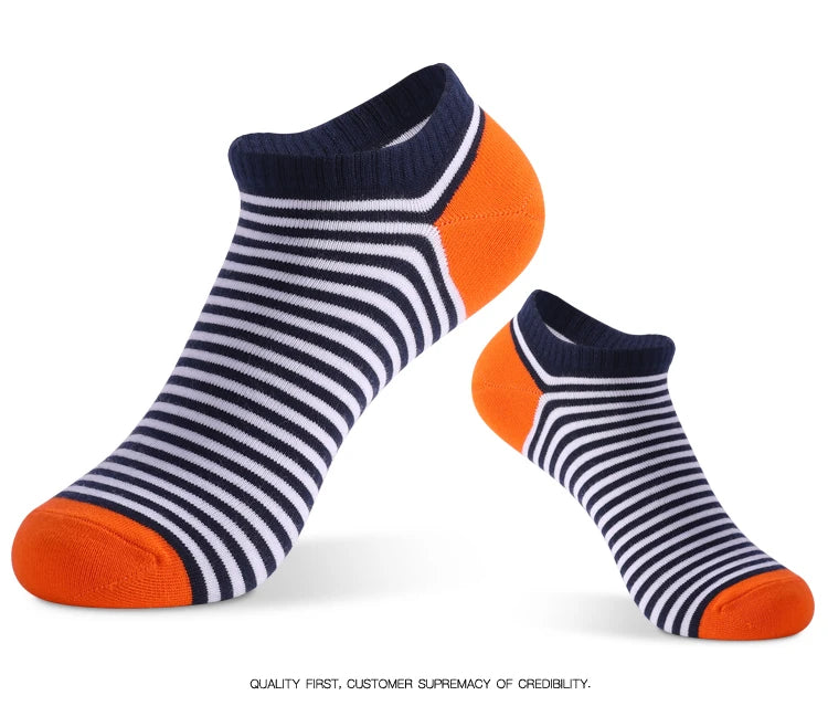 5 Pairs Low Cut Men Socks Solid Color Stripe Breathable Cotton Socks Sport Short Socks Women Men Funny  Ankle Socks