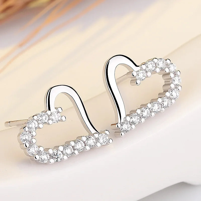 925 Sterling Silver Stud Earrings Zircon High Quality For Women's Wedding Fine Jewelry Accessories Gift