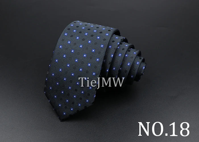 Men's Classic Skinny Stripe Necktie Red Navy Blue Ties Jacquard Woven Solid Plaid Dots Tie Daily Wear Cravat Wedding Party Gift