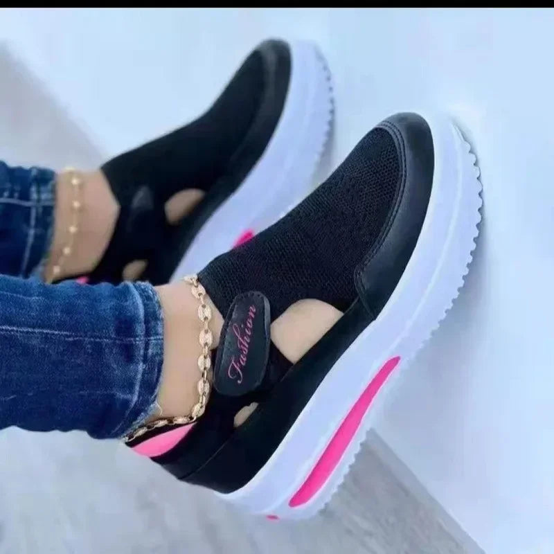 Zapatos de mujer Zapatillas de deporte para mujer Zapatos casuales de verano Nuevos zapatos deportivos de malla transpirable para mujer Sandalias de plataforma vulcanizadas para mujer 2024