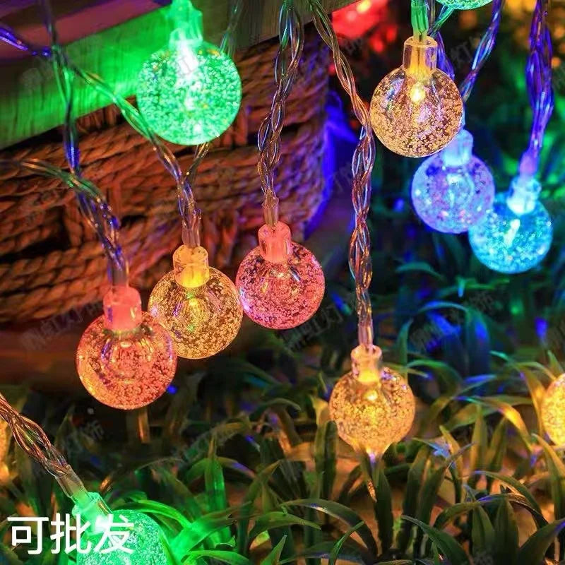 1.5-10m LED Crystal Ball Garland String Lights Indoor Decor Holiday Christmas Lamp 10/20/40/80 LED Fairy Lights Battery Operated