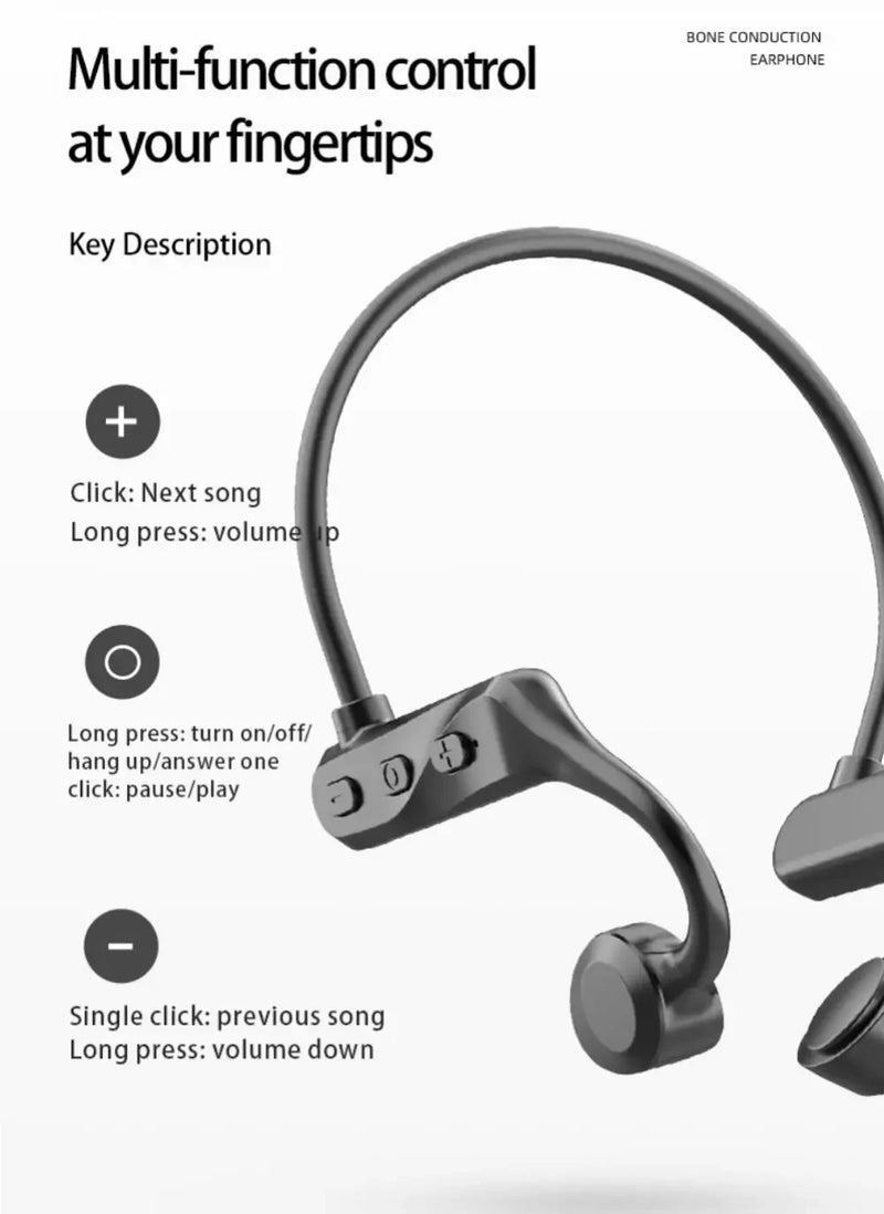 K69 Bone Conduction Earphones Bluetooth Hifi Music Headphones Sport Ear-hook Wireless Headsets with Mic Waterproof Earbuds