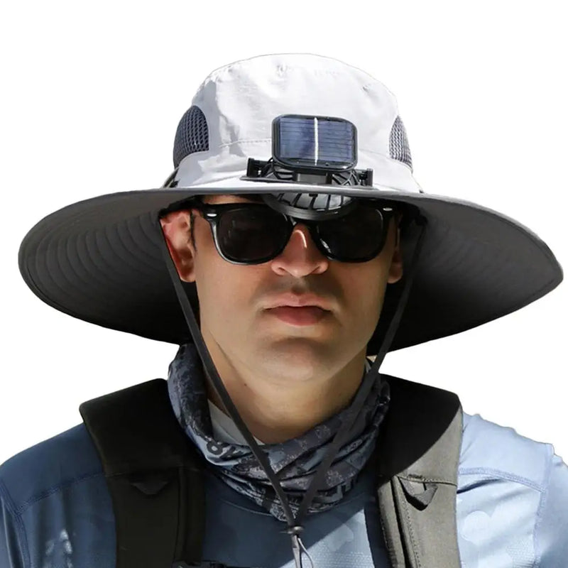 Sombrero con ventilador solar para hombre, sombrero de verano con protección UV, UPF50, carga USB, sombrero de ala ancha para el sol, para viajes, jardinería, deportes al aire libre, pesca