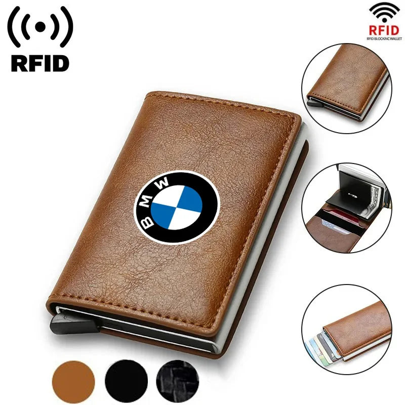 Rfid Credit Card Holder Men Wallets Bank Cardholder Leather Wallets For Bmw 3 E46 G20 E90 E60 F10 F20 F30 E39 M car accessories