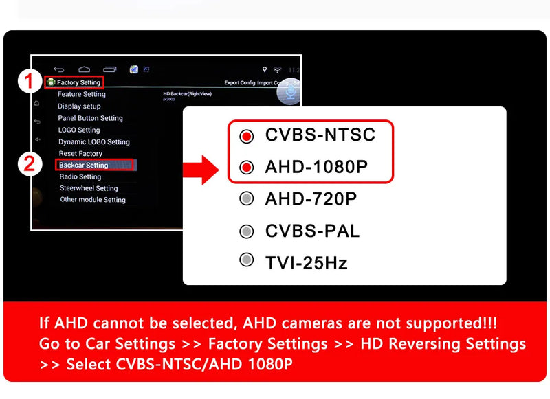 Cámara de visión trasera para coche de alta definición con visión nocturna CVBS NTSC y 180° AHD 1920*1080P para marcha atrás