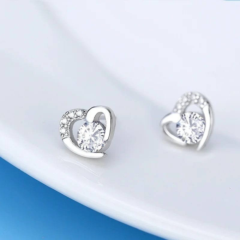 925 Sterling Silver Stud Earrings Zircon High Quality For Women's Wedding Fine Jewelry Accessories Gift