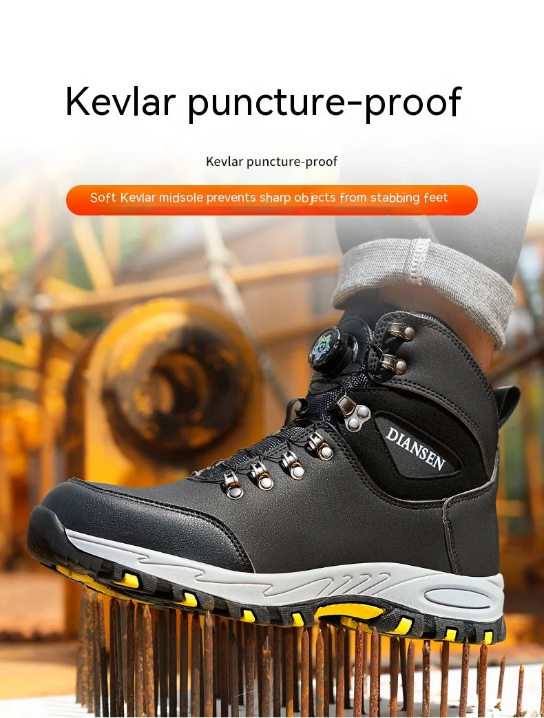 Men Protective Boots Steel Toe Shoes Anti-smash Anti-puncture Work Boots Safety Shoes Indestructible Winter Boots Waterproof