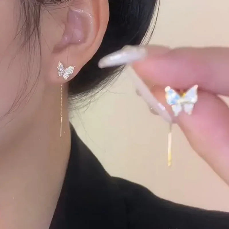 Pendientes elegantes y modernos con borlas de circonita y bola de diamantes de imitación marrones para mujer, accesorios de uso diario, regalos de joyería para fiestas