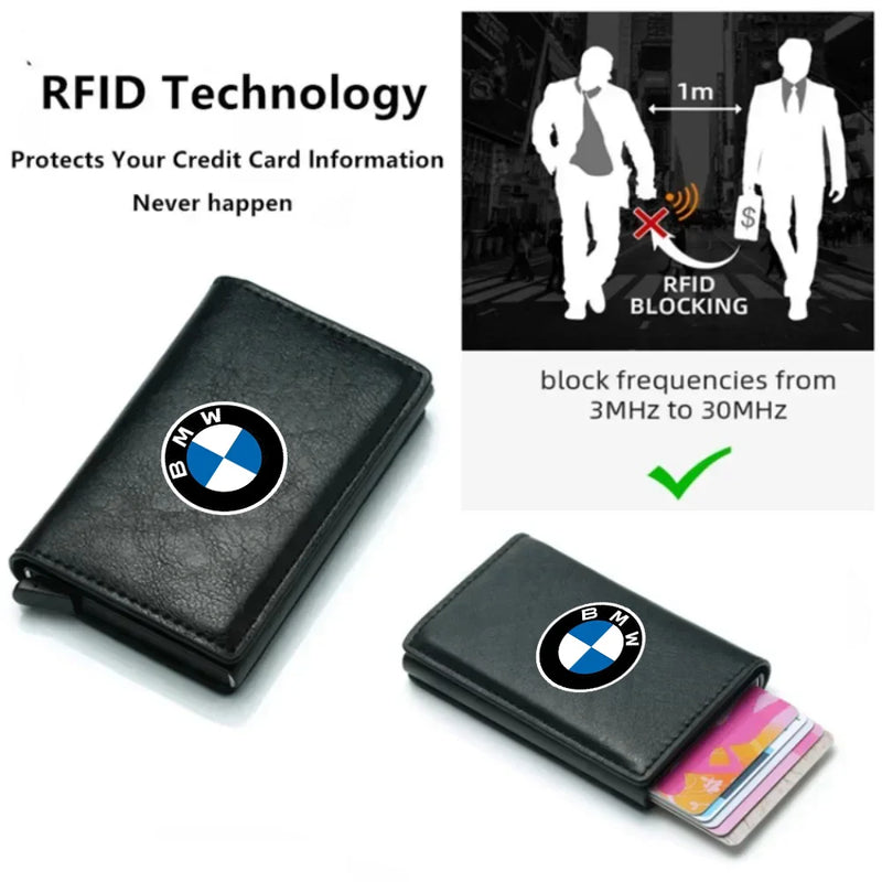 Rfid Credit Card Holder Men Wallets Bank Cardholder Leather Wallets For Bmw 3 E46 G20 E90 E60 F10 F20 F30 E39 M car accessories