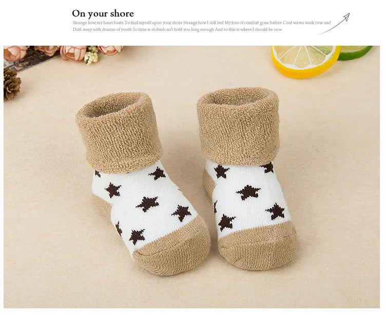 Baby Socks Girls Boys Print Thick Terry Clothes Newborn Accessories Kids Children Toddlers Slipper Gift Clothes Infant Stuff