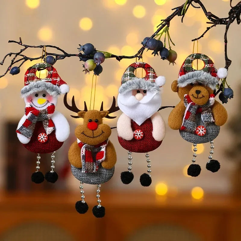 Christmas Hanging Doll Ornaments Santa Cluas Snowman Elk Xmas Tree Pendants Noel Natal Merry Christmas Decor 2024 Kids Gifts