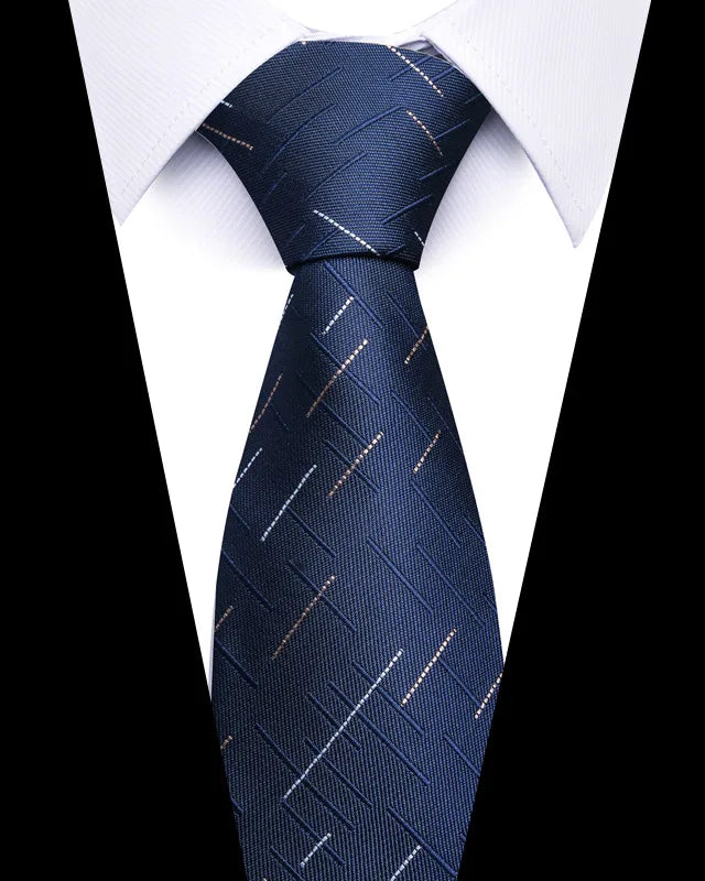 High-quality Wedding Ties For Men Fashion New Style Blue Strip Print Neckties Daily Office Apparel Accessories Gift For Man