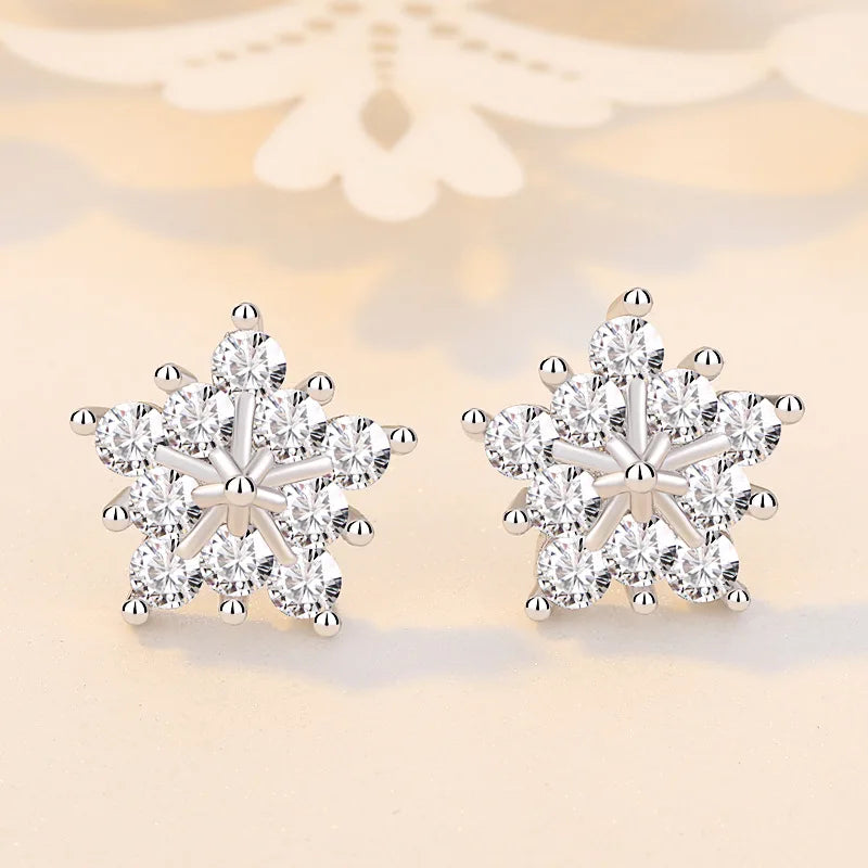 925 Sterling Silver Stud Earrings Zircon High Quality For Women's Wedding Fine Jewelry Accessories Gift