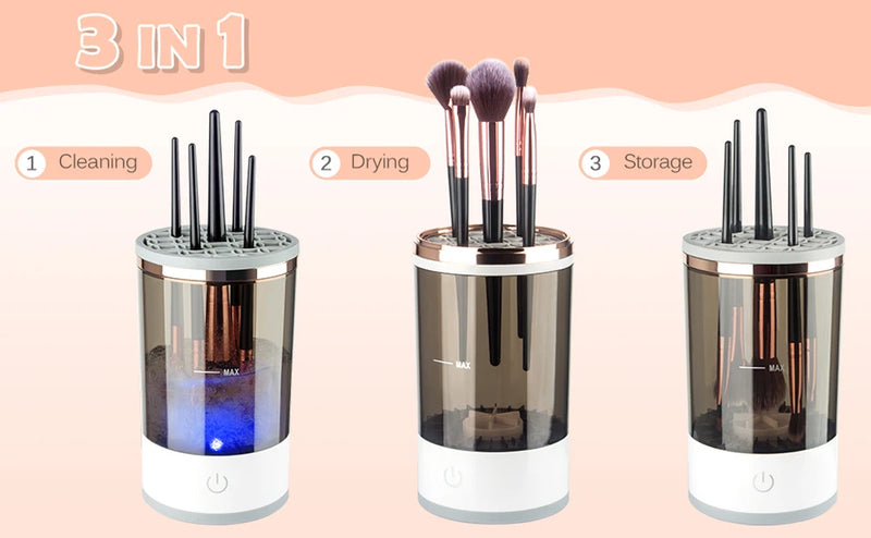 Makeup Brush Cleaner Machine Electric Makeup Brush Cleaner Automatic Makeup Brush Cleaner with Brush Cleaning Mat