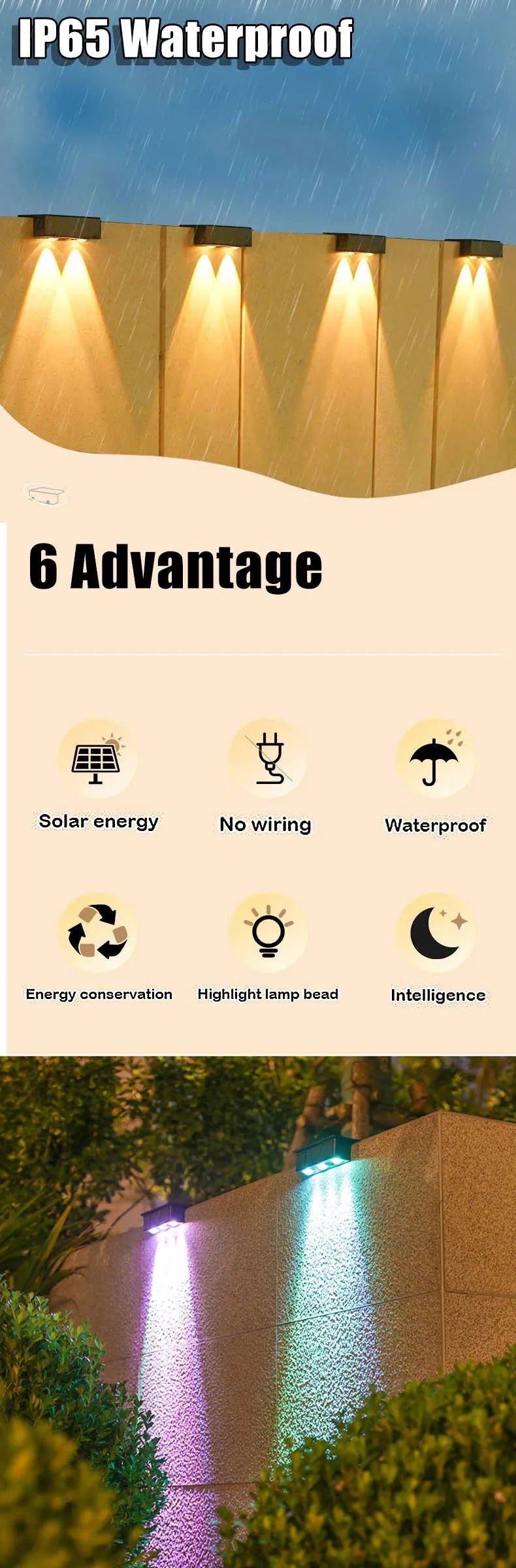 1/2/4/6/8 Pcs Solar Wall Lights Outdoor Wireless Ultra Strong Spotlight IP65 Waterproof Fence Lamp Illumination Garden Stairs