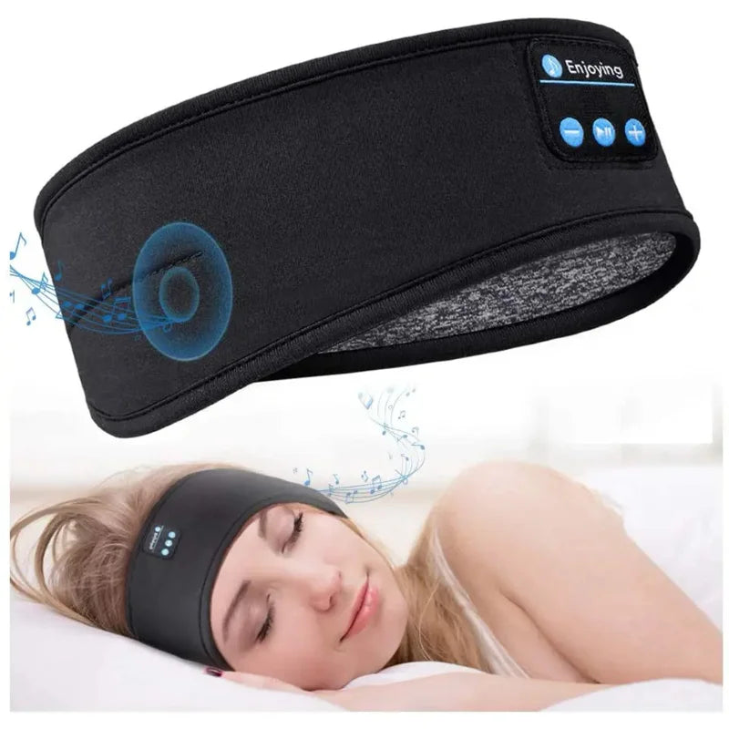 Bluetooth Sleeping Headphones Sports Headband Thin Soft Elastic Comfortable Wireless Music Earphones Eye Mask for Side Sleeper