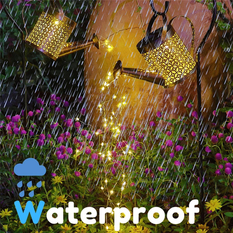 Solar Watering Can Light Hanging Kettle Lantern Light Waterproof Garden Decor Metal Retro Lamp for Outdoor Table Patio Lawn YarD