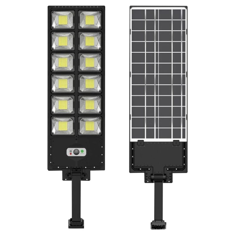 Luces solares potentes para exteriores de 12 cabezales, 504 LED, 3 modos, lámparas de panel solar, control remoto, lámpara de calle para jardín a prueba de agua