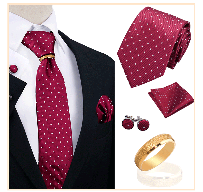 Corbatas para hombre con juego de broches y anillos, diseño de marca, corbatas, pañuelos, gemelos, regalos para bodas y fiestas, accesorios para hombre