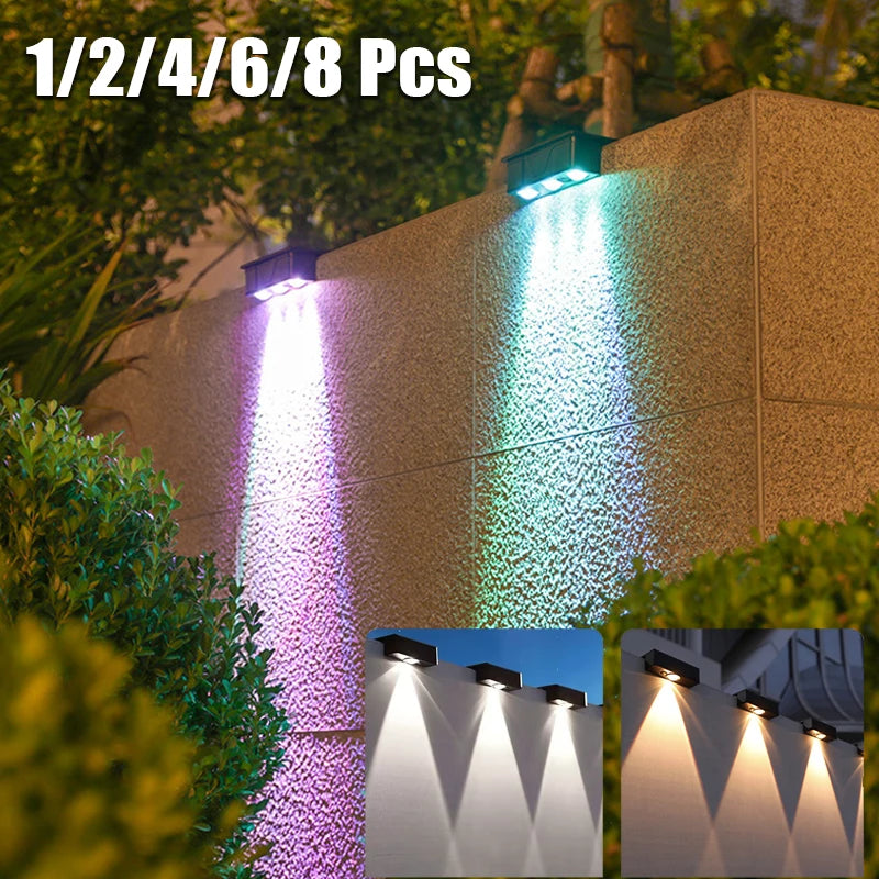 1/2/4/6/8 Pcs Solar Wall Lights Outdoor Wireless Ultra Strong Spotlight IP65 Waterproof Fence Lamp Illumination Garden Stairs