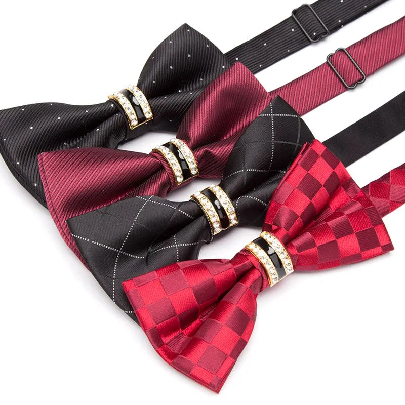 Men's Stripe Luxury Bowtie Necktie Formal Business Wedding Party Black Bow Tie Male Dress Shirt Accessories Gifts for Men Ties