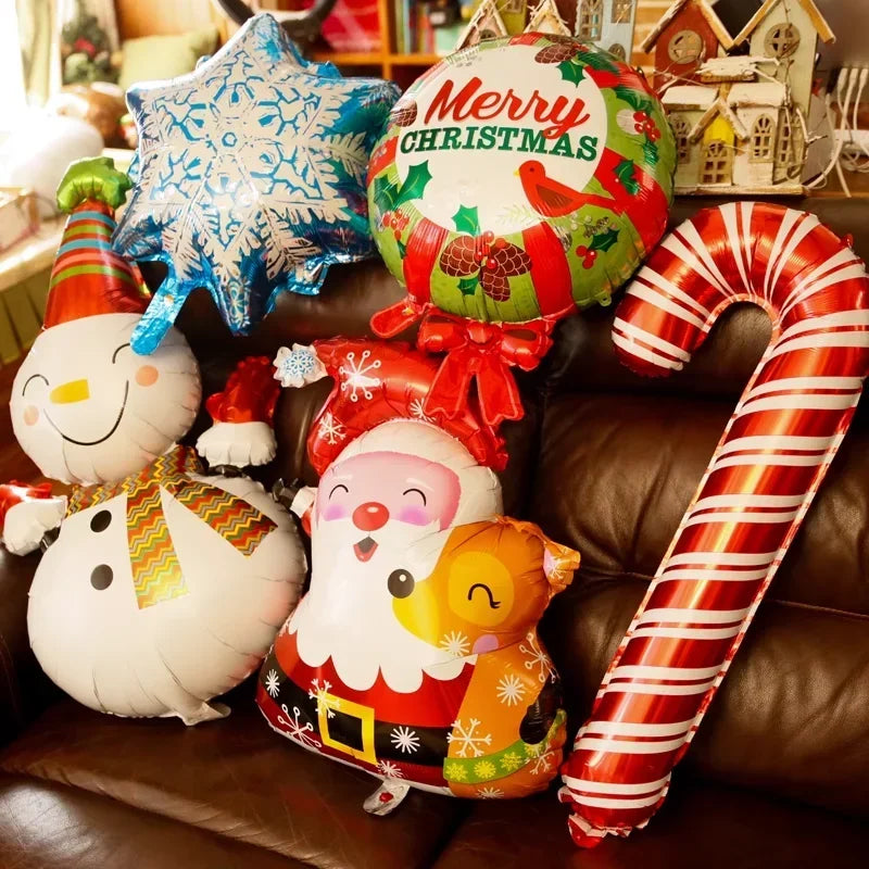 4D Large Christmas Standing Balloon Cartoon Santa Claus Snowman Xmas Tree Foil Balloons New Year Party Home Decoration Supplies