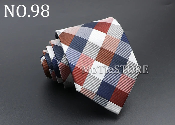 Men's Fashion Tie 8cm Blue Necktie Classic Plaid Striped Neck Tie Paisley Floral Neckties Daily Wear Cravat Wedding Party Gift