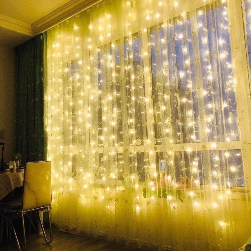 1 Pack LED Curtain Lights with USB 8 Modes Remote Control,for Wedding,Home,Party,Window,Wall,Halloween and Christmas Decorations