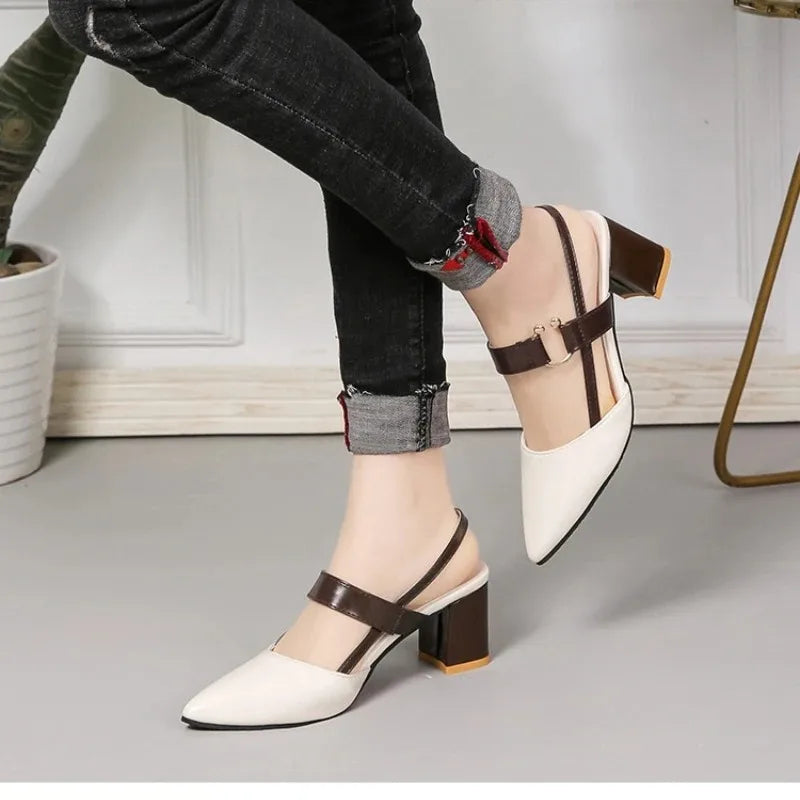 Womens Shoes Women's Sandals 2024 Summer New Pointy Chunky Sandals Pluis Size Women's Fashion High Heels Women Shoes Sandals