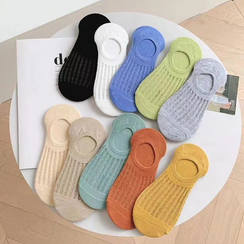 Socks women's Summer Invisible Short No Show Fashion Lace Breathable Silicone Non-slip Cotton Boat Socks