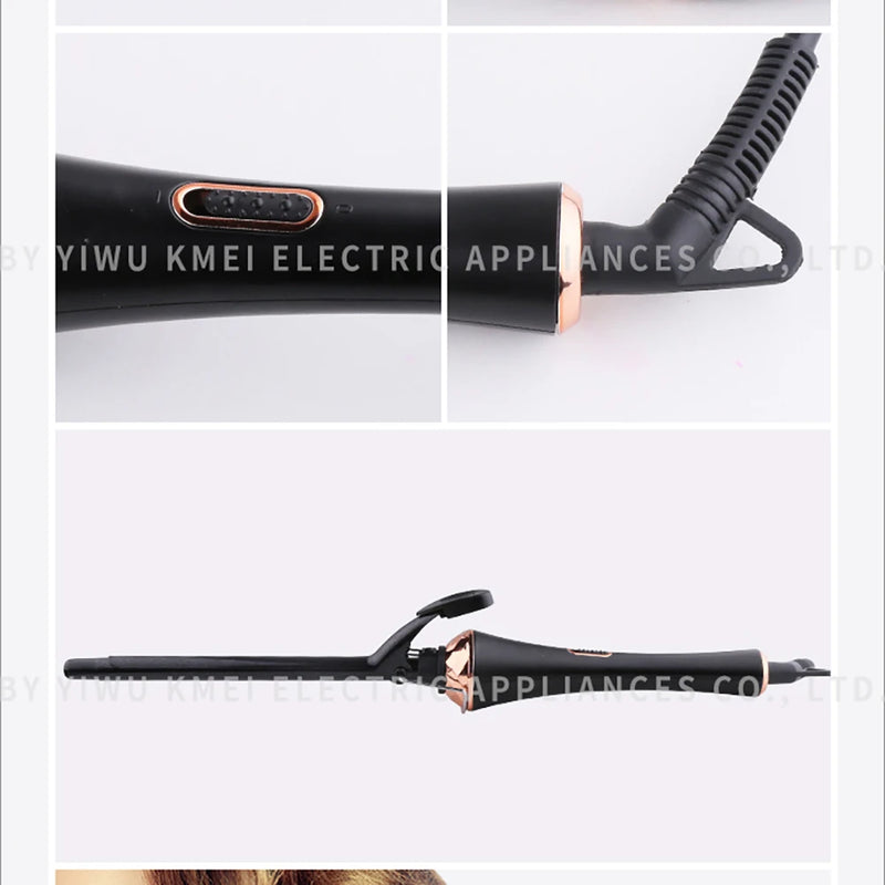 Kemei Professional Hair Curler Curling Iron with Extra Long Tourmaline Double Ceramic Barrel Hair Waving Style Tool Fast Heat