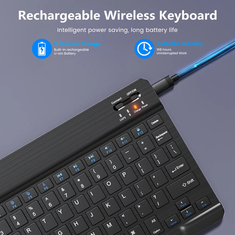 Bluetooth Wireless Keyboard Mouse Rechargeable For IOS Android Windows Tablet For iPad Air Mini Pro English Russian Keyboard