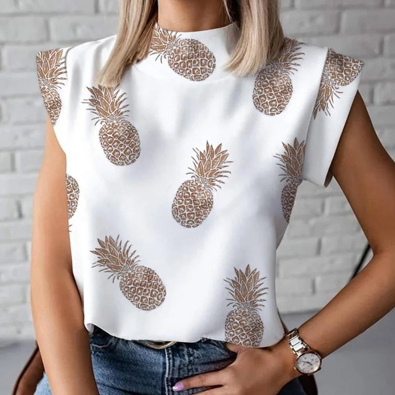 Casual O-neck Short Sleeve Shirt Blouse Office Lady Spring Summer Fashion Elegant Letter Print Shirts For Women 2023 Female Tops