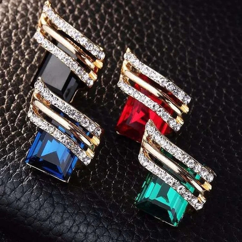 Luxury Fashion Zircon Earrings Large Gems Crystal Earrings for Women Engagement Earring Jewelry Birthday Party Anniversary Gifts