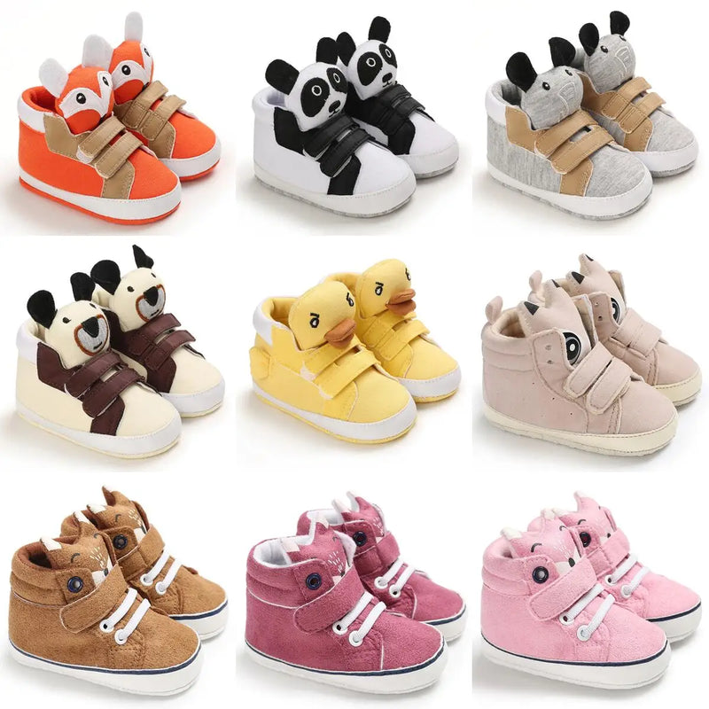 Classic Baby Shoe Boy Girl Baby Cute Animal Face Casual Flat Sneaker First Baby Ankle Boot Cotton Non-slip Warm Walking Shoes