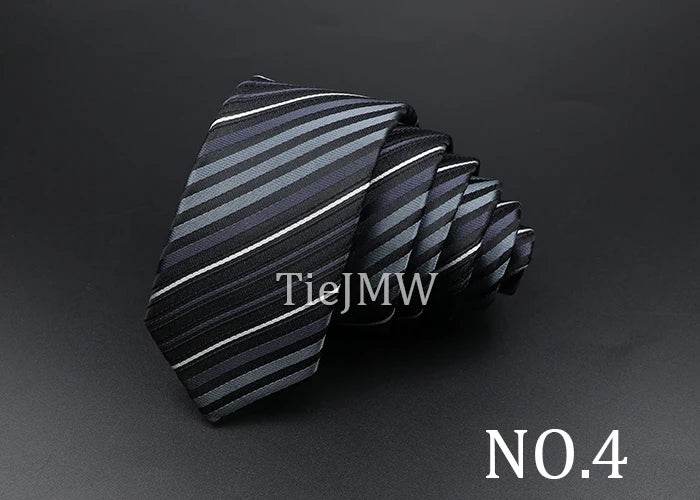 Men's Classic Skinny Stripe Necktie Red Navy Blue Ties Jacquard Woven Solid Plaid Dots Tie Daily Wear Cravat Wedding Party Gift